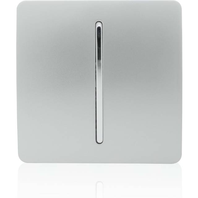 Trendi 1 Gang 1 Way Modern Glossy 10 Amp Rocker Light Switch Silver