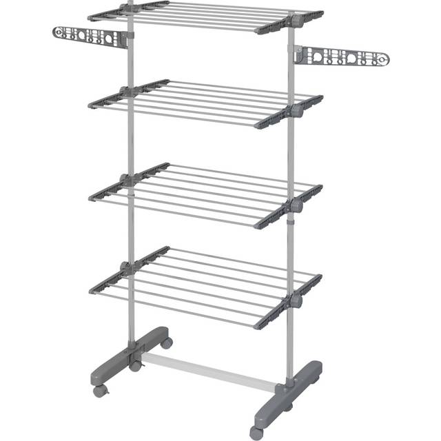 Homcom 4-tier Large Clothes Airer Stainless Steel Clothes Drying Rack Grey, Grey