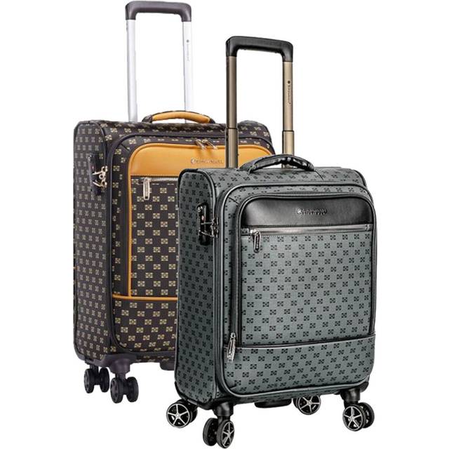Infinity Leather Unisex Brown Lightweight Luggage Travel Cabin Suitcase - One Size