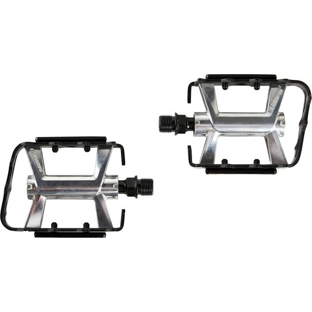 Flat Aluminium Mountain Bike Pedals 500 - Light Grey
