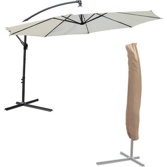 (Cream Parasol with Cover) KCT 3.5m Garden Cantilever Parasol with Cover