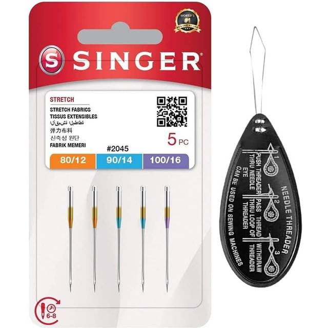 Singer Stretch Ball Point 2045 Sewing Machine Needles, Assorted 80-100