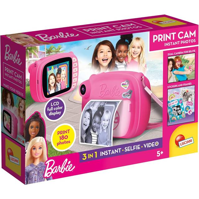Lisciani - BARBIE Print Cam - 3-in-1 Instant Camera BARBIE- For kids from 5 years old - Prints 180 Photos - Large Colour Screen LCD - Selfie and Video