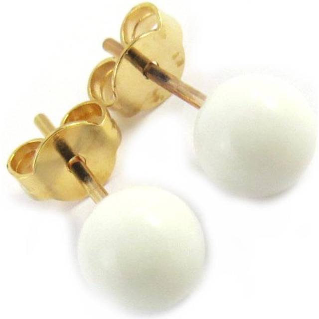 Les Trésors De Lily [M6685] - Gold plated earrings 'Mineralia' white agate - 6 mm white