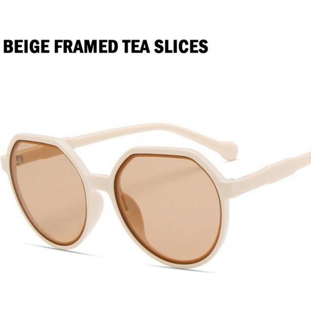 (BeigeLightTea, As Picture) All-match Trend Sunglasses Personalized Round Frame Sunglasses