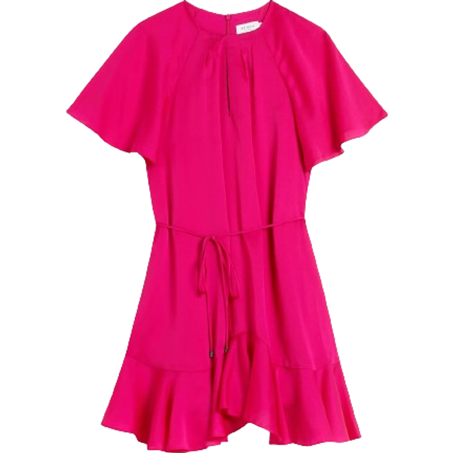Ted Baker Womens Elsieee Fluted Hem Mini Dress in Pink - Size 6 UK