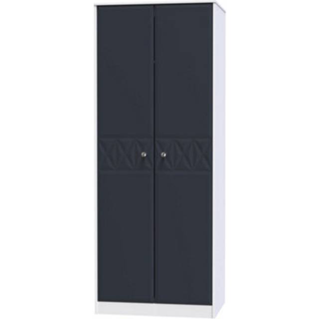 San Jose Tall Wardrobe Dark Grey & White 2 Doors 1 Shelf 77cm