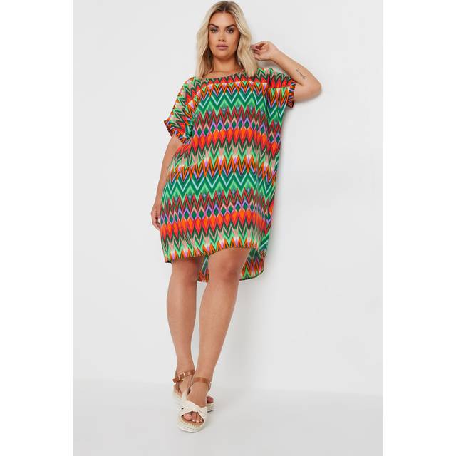 Yours Curve Green Zig Zag Print Tunic Dress, Women's Curve & Plus Size, Yours - 22-24