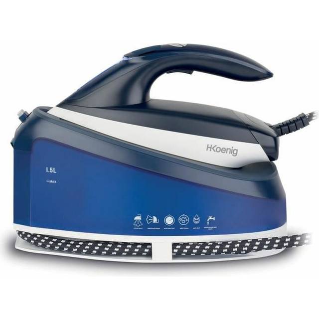 H.Koenig Ångstrykstation V7, 2 200 W, tryck 5,5 bar, ångeffekt 120 g/min, vertikal ångfunktion, keramisk sula, non-stickbelagd, tank 1,5 l