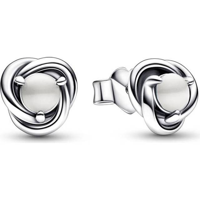 Pandora June Birthstone Eternity Circle Stud Earrings - Sterling silver / Bioresin man-made mother of pearl / White - one size