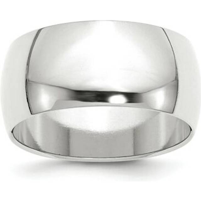 14k white gold unisex polished 10mm half round wedding band sizes 4 to 14