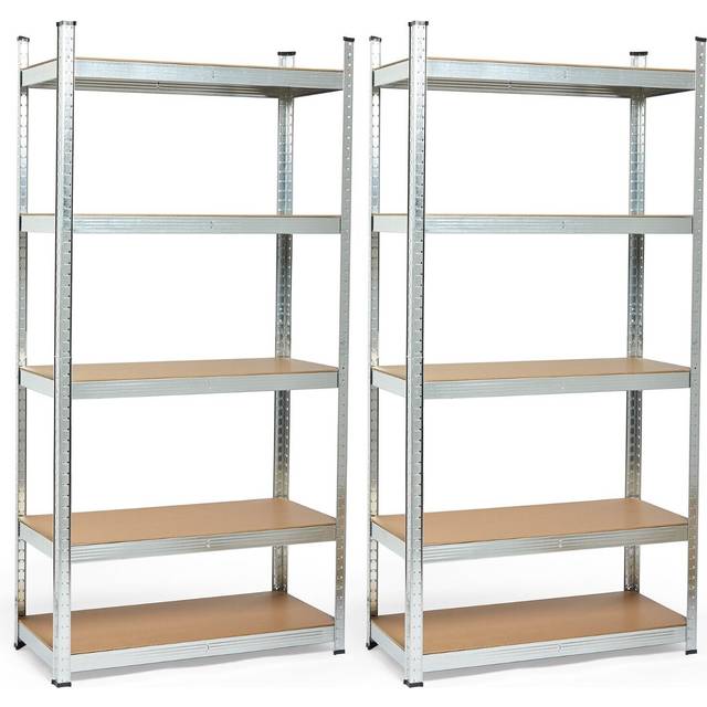 5-Tier Galvanised Steel Shelving Unit x2 – Silver (180 x 90 x 40cm)