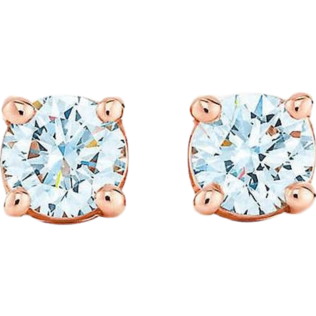Tiffany & Co Womens 18ct Rose Gold Solitaire and 0.22ct Brilliant-cut Diamond Stud Earrings
