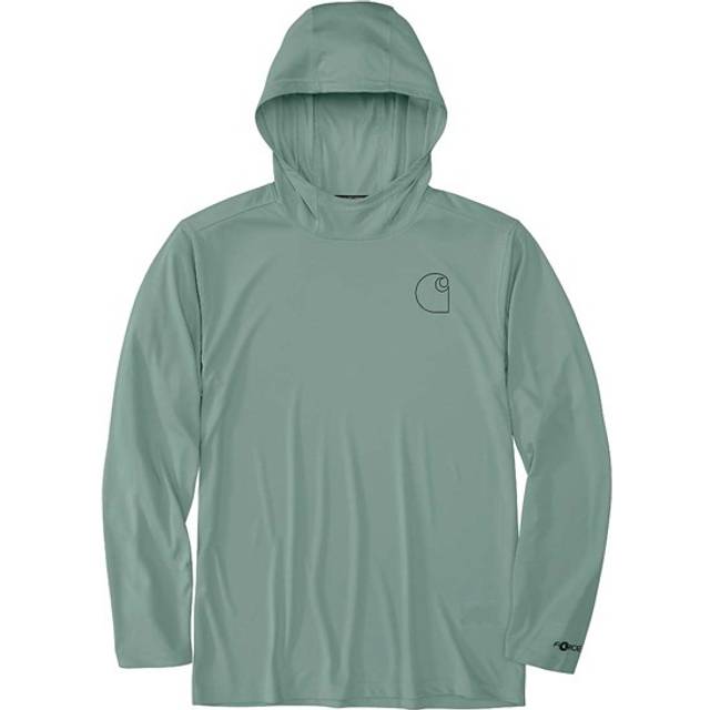 Carhartt Men's Big & Tall Force Sun Defender Lightweight Long-Sleeve Hooded Logo Graphic T-Shirt  Patina
