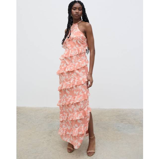 Peach Printed Katy Ruffle Maxi Dress - Multi (10)