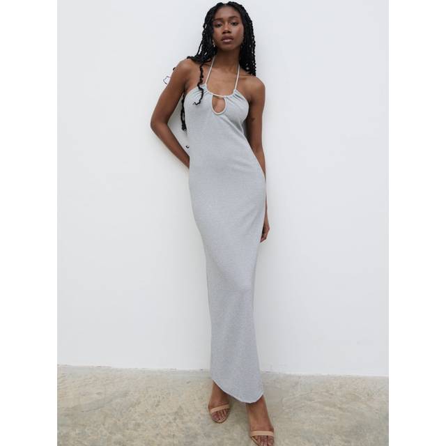 Myka Shimmer Jersey Slip Dress - Silver, 16