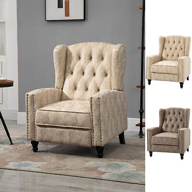 High Back Manual Recliner Sofa - 3 Colours | Wowcher - Beige