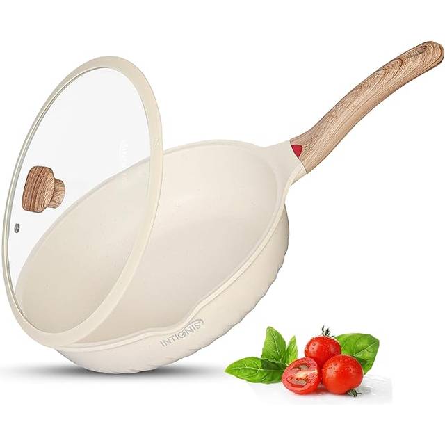 INTIGNIS Deep Non-Stick Frying Pan with Lid ? 3-in-1 Saut? Pan, Skillet & Mini Wok ? GREBLON Ceramic Coating | Induction Hob Safe | Stainless Steel