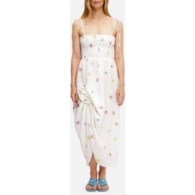 Sleeper Atlanta Linen Rosette Strap Dress - XL - White