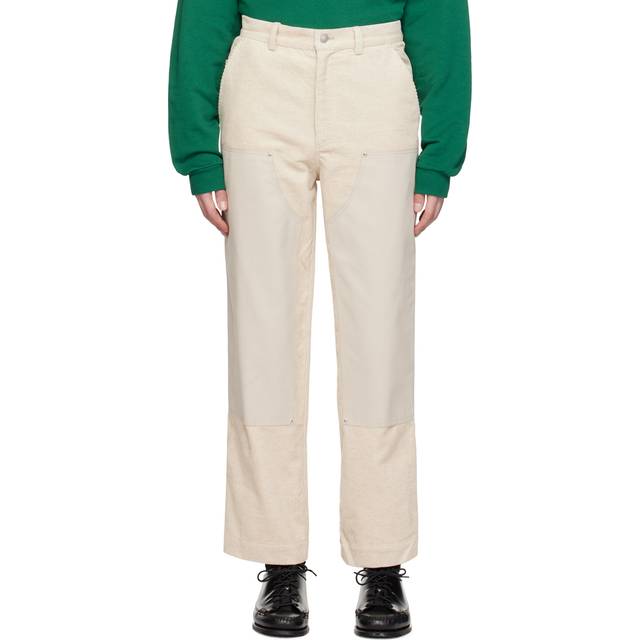 Drôle De Monsieur Beige Paneled Trousers - CREAM - XL