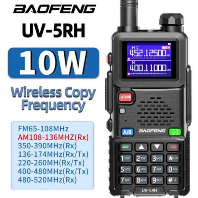 Baofeng walkie talkie UV5RH/Pro Max, 15W, six band wireless replication frequency, 999CH, USB - UV-5RH