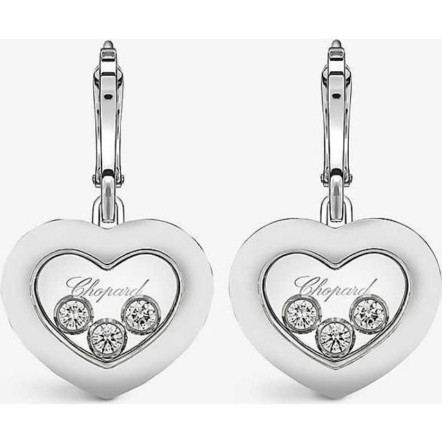 Chopard Womens White Gold Happy Diamonds 18ct White-gold and Diamond Earrings - WHITE GOLD