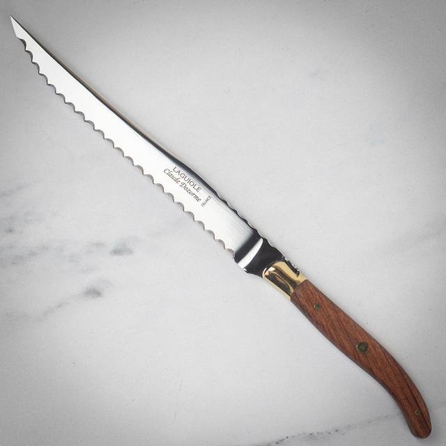 Claude Dozorme Laguiole Bread Knife in Gift Box Exotic Wood Handle - can be Engraved or Personalised