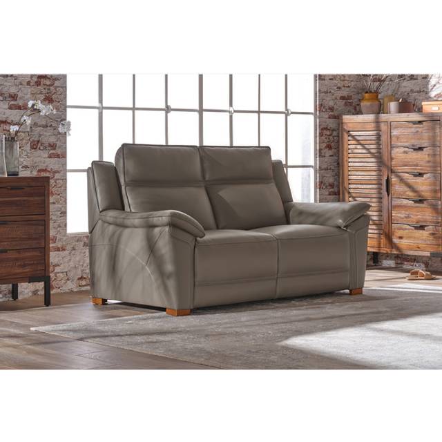 Elephant Grey Leather Sofas - 2 Seater Sofa - Dune Range - Oak Furnitureland