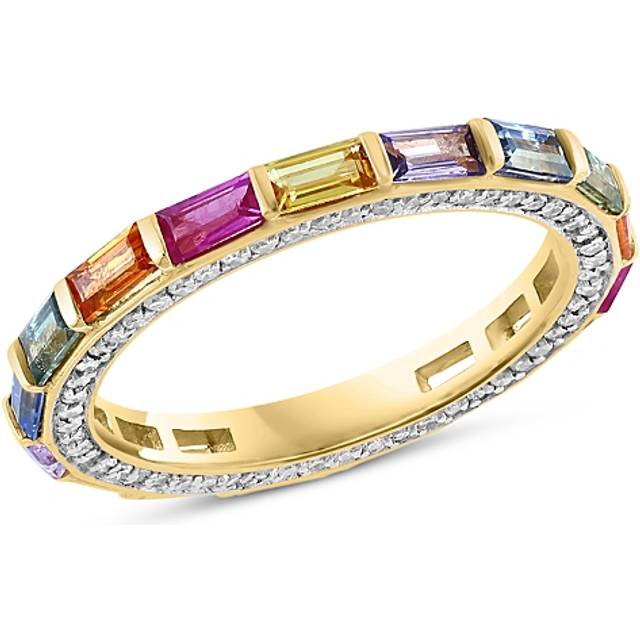 Bloomingdale's Fine Collection Rainbow Sapphire & Diamond Eternity Ring in 14K Yellow Gold