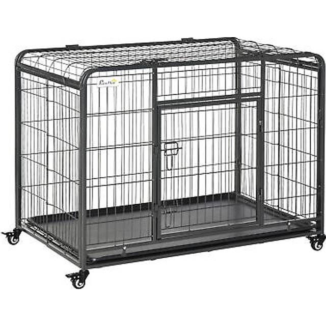 PawHut 78x109cm Metal Dog Cage Kennel w/ Locking Door & Wheels Large Pets