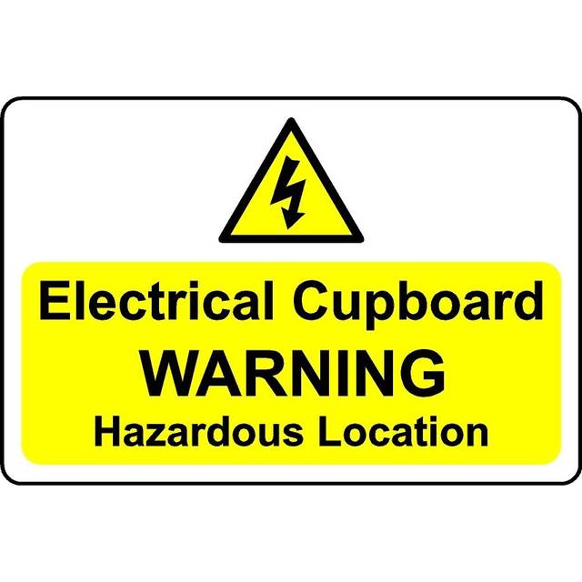 Electrical cupboard warning hazardous location safety sign - 3mm Aluminium sign - 300mm x 200mm