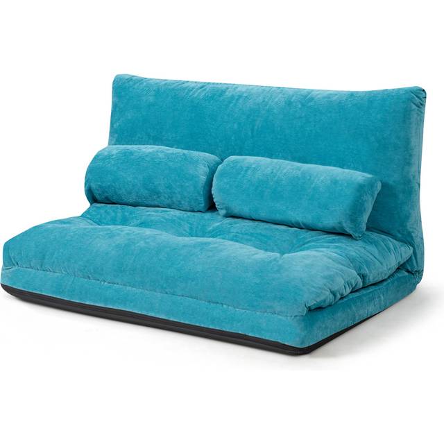 Convertible Floor Sofa Bed with 2 Waist Pillows-Blue