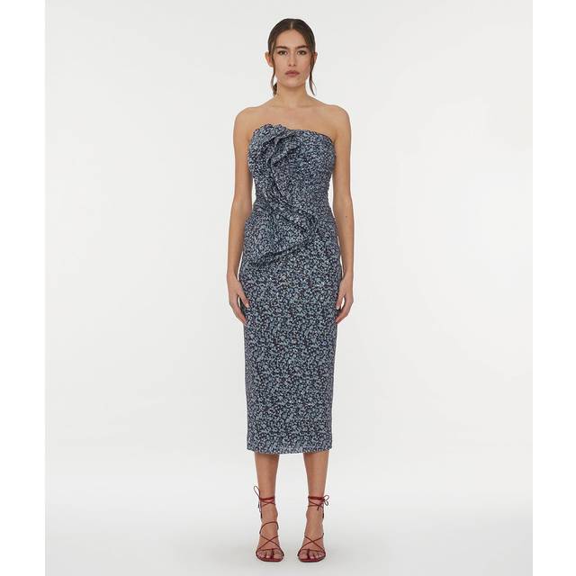ROTATE Birger Christensen Midi Pencil Skirt Dam Midikjolar Stl. 36 - Från Magasin - Vibrant Floral Outline + Purple Pennant Comb. (36)