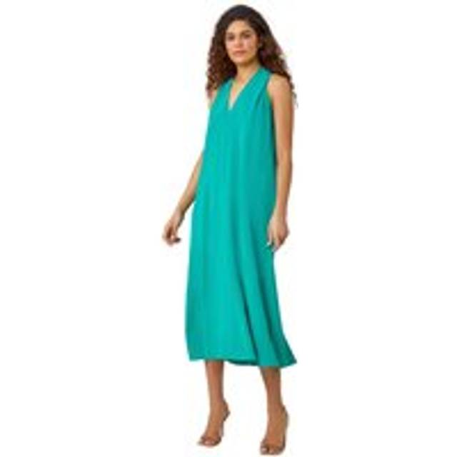 Roman Womens Plain Twist Detail Trapeze Maxi Dress - Green - Size 10 UK