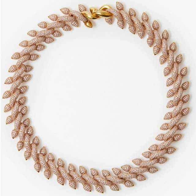 Burberry Spear Pavé Chain Necklace - Gold/Pink - One Size
