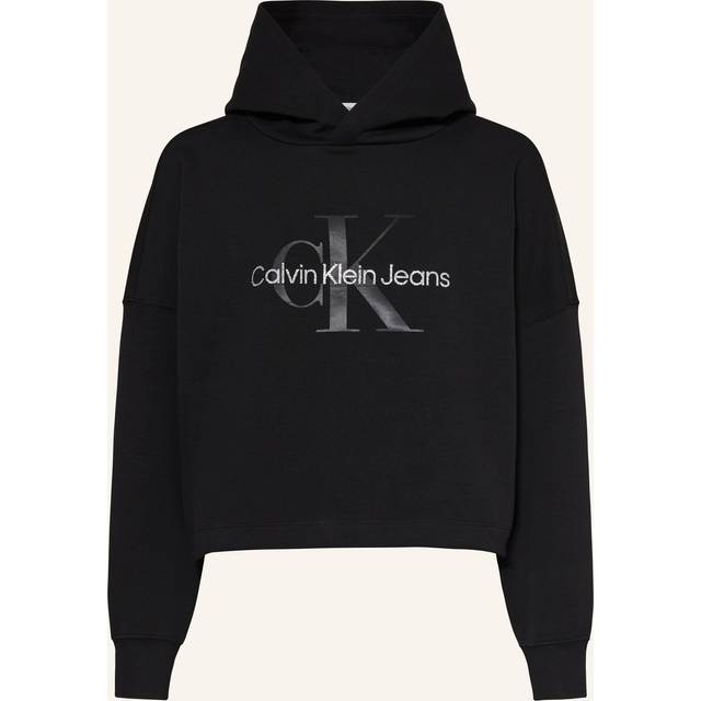 Calvin Klein, Sweatshirts, female, Black, 12 Y, Glitter Monogram Hoodie