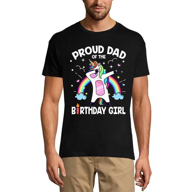 Men's T-Shirt Proud Dad of the Birthday Girl - Funny Unicorn Dab Tee Shirt XS silver sand