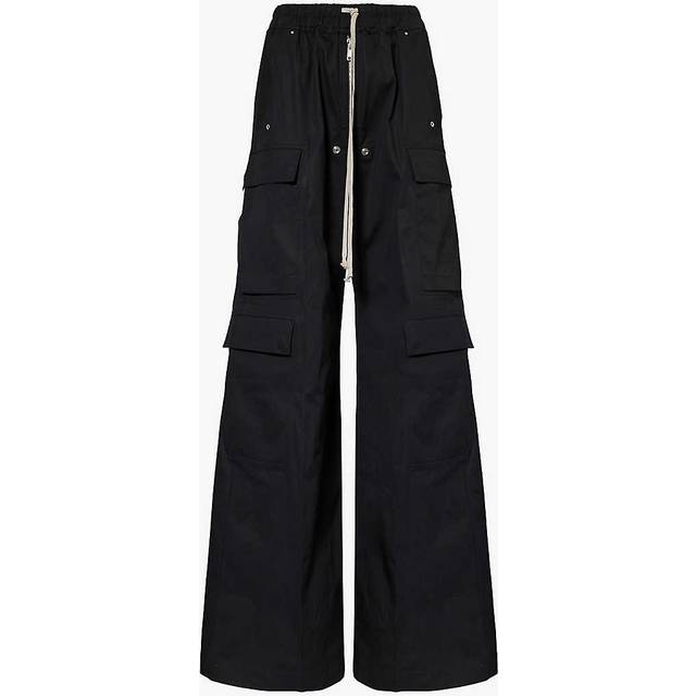 Rick Owens Womens Black Cargo Belas Wide-leg High-rise Stretch-cotton Trousers 12 - BLACK