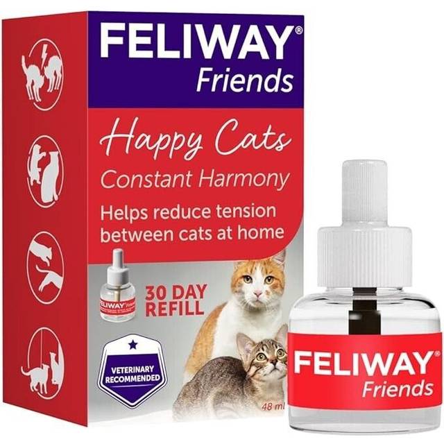 FELIWAY Friends 30 dagars påfyllning, hjälper till att minska konflikter i flera katthushåll, hjälper katter att komma överens bättre – 48 ml