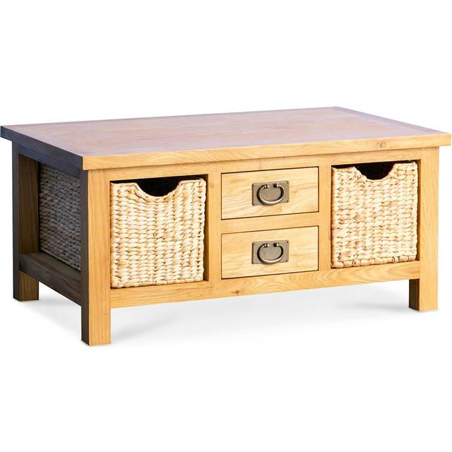 Surrey Oak Coffee Table With 2 Baskets, 2 Drawers | Rustic Oak