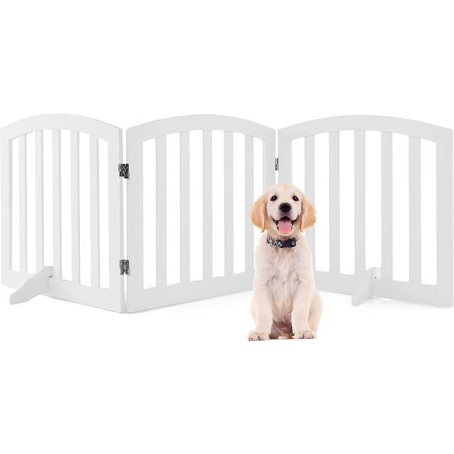 61 cm Height Safety Fence with 2 PCS Support Feet for Dog Cat Baby-White