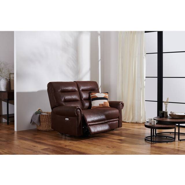 Ranch Dark Brown Fabric Sofas - 2 Seater Recliner Sofa - Eastbourne Range - Oak Furnitureland