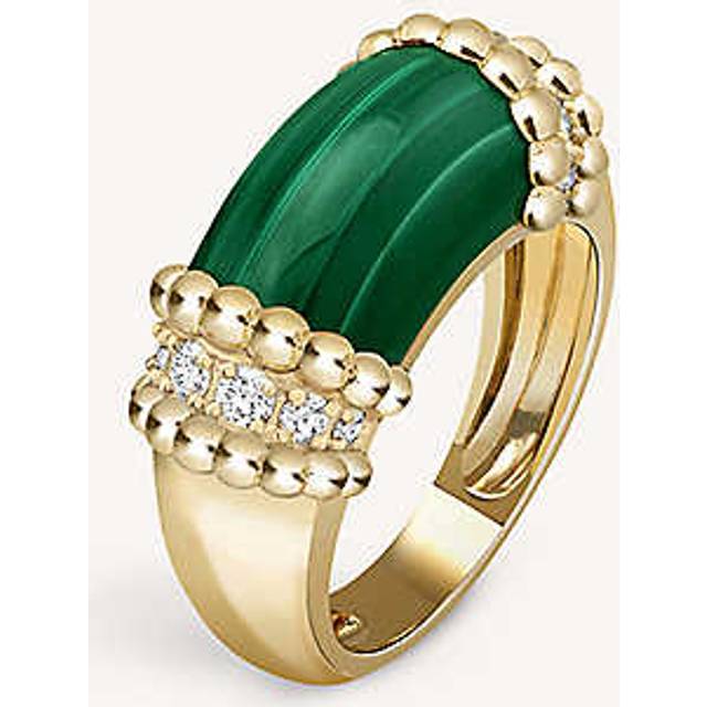 Van Cleef & Arpels Womens Yellow Gold Perl&#233;e Couleurs 18ct Yellow-gold, 0.3ct Brilliant-cut Diamond and 8.5ct Malachite Ring J - YELLOW GOLD