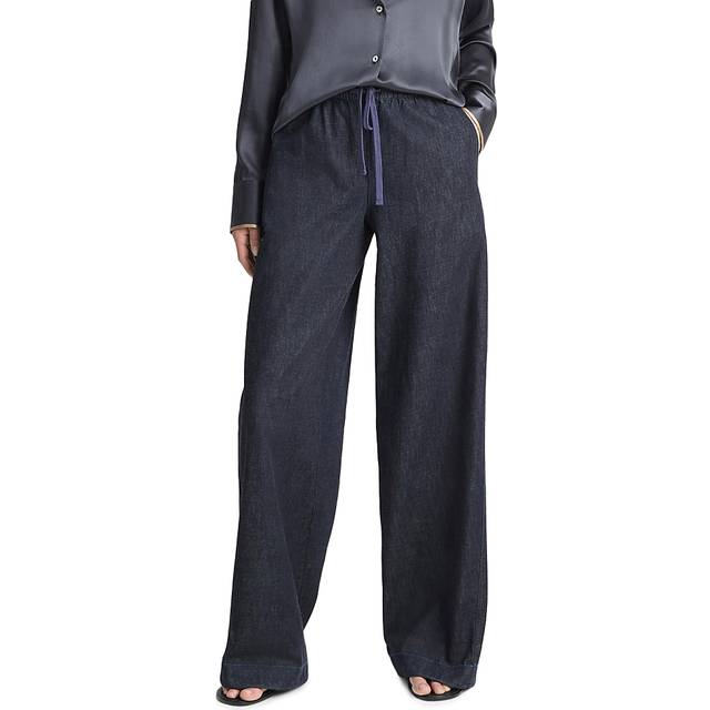 Vince Low-rise cotton twill wide-leg pants - blue (UK 16)