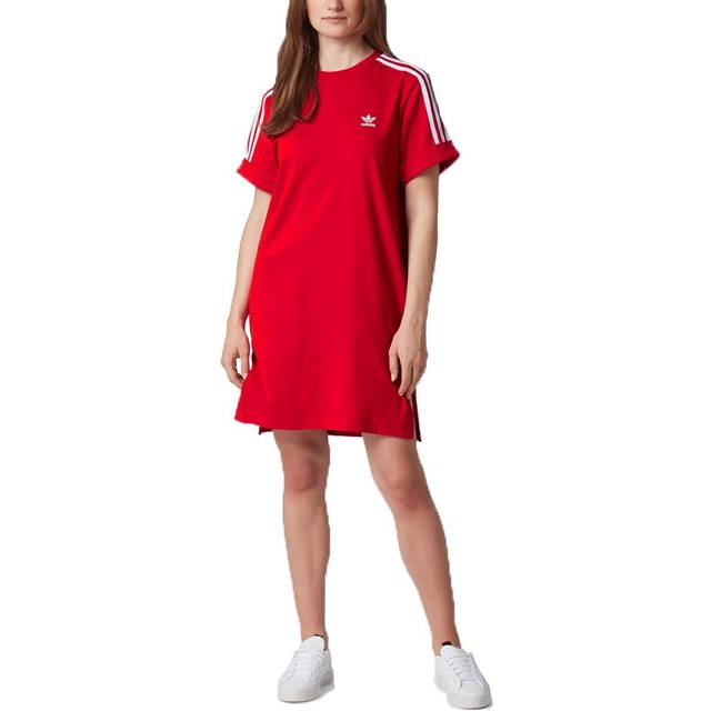 Adidas originals tee dress 3 stripes trefoil fashion dress gn2778 red xs s 34 36