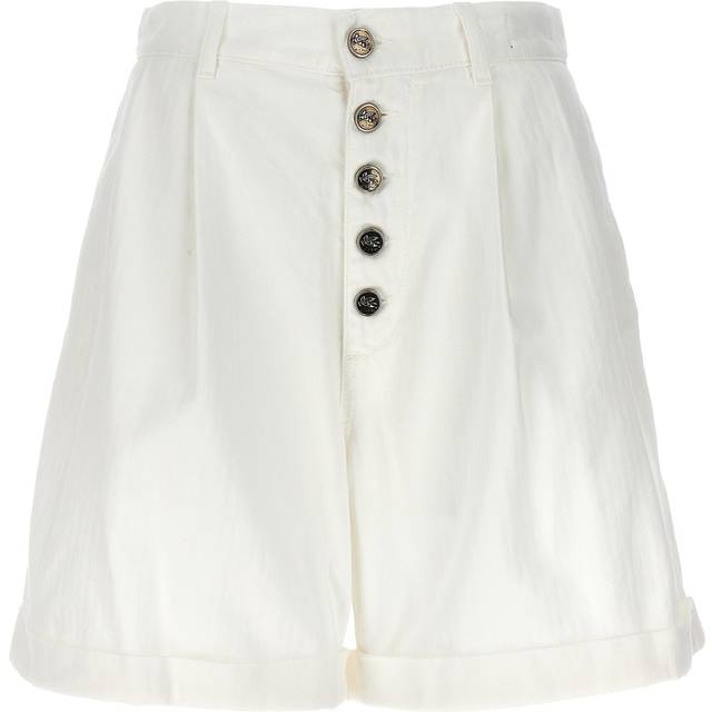 Etro, Bermuda En Coton À Boutons, Femme, Blanc, Taille 36