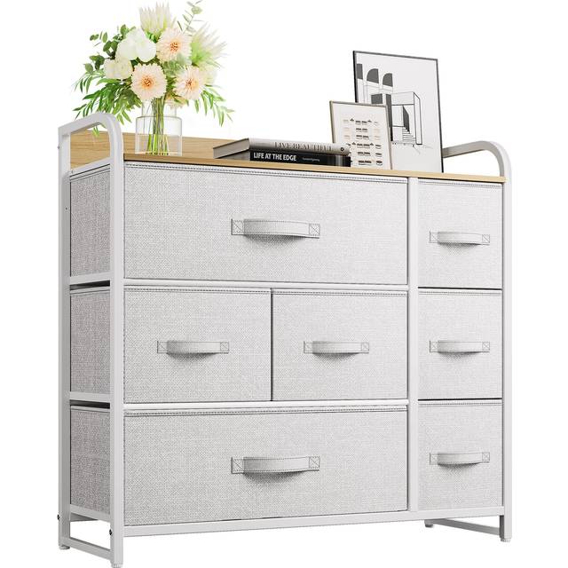 YITAHOME 7 Drawer Dresser  Small Dresser with Drawers  Fabric Dressers for Bedroom  Dresser with Shelves  Living Room  Closets  Sturdy Steel