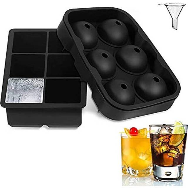 Ice Cube Trays, Sphere Square Silicone Ice Cube Mold Large ice Molds Reusable Ice Cube Mold with Lid Flexible Giant Ice Ball Cube Use for Cocktails