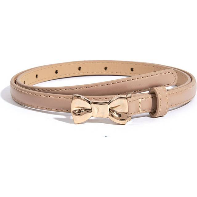 (Apricot) Pu Stylish Leather Waist Belt With Alloy Buckle Butterfly Knot Design For Women