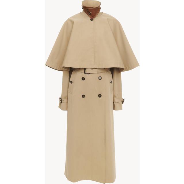 CHLOÉ Classic trench coat in cotton gabardine with cape Brown Size 12 100% Cotton, Horn Bubalus Bubalis, Farmed, COO India
